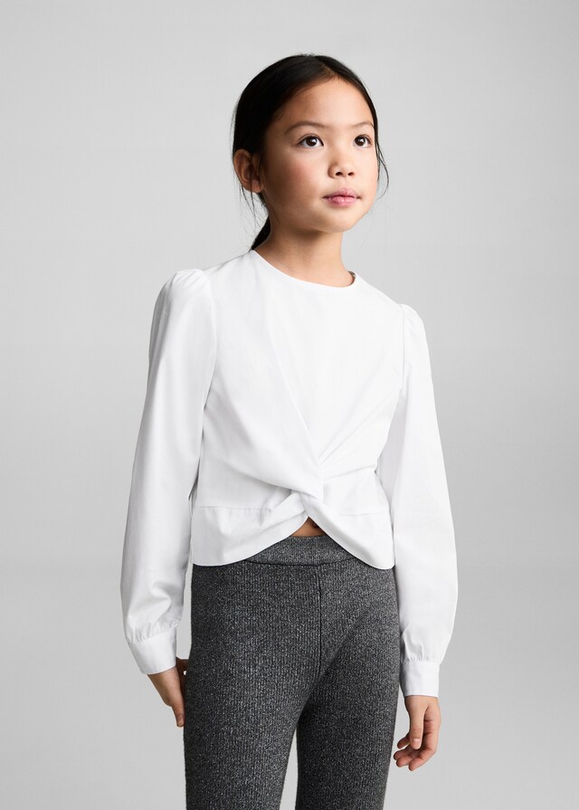 Mango Baumwollbluse mit Knoten