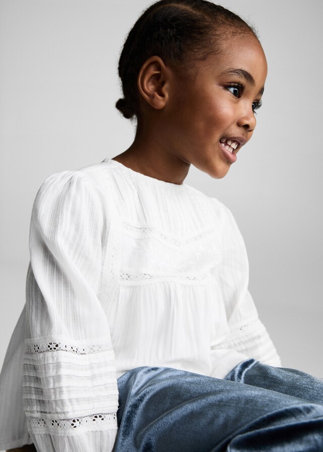 Mango Baumwollbluse Mit Stickereien