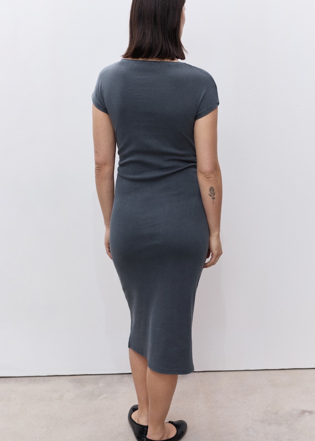 Mango Baumwollkleid Mit Seitlichen Raffungen