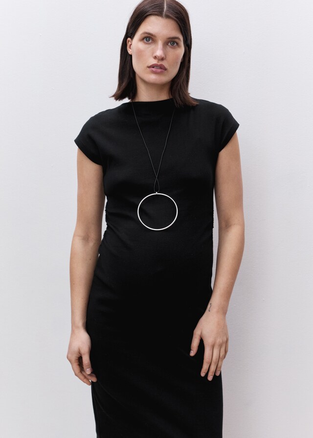 Mango Baumwollkleid mit seitlichen Raffungen