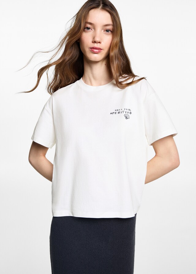 Mango Bedrucktes Baumwoll-T-Shirt
