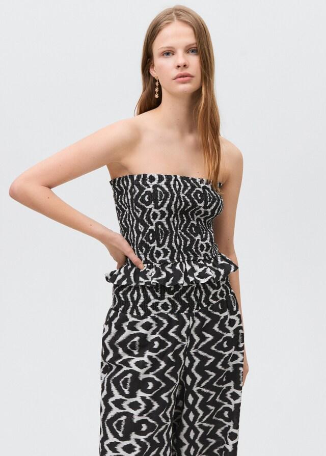 Mango Bedrucktes Top mit Volant