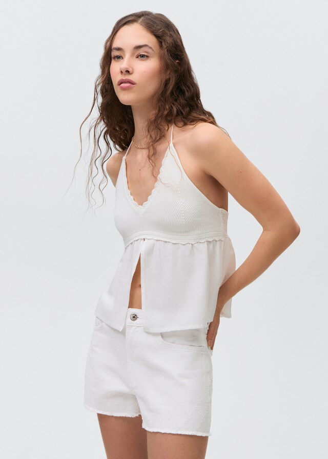 Mango Bestickte Baumwoll-Bermudashorts