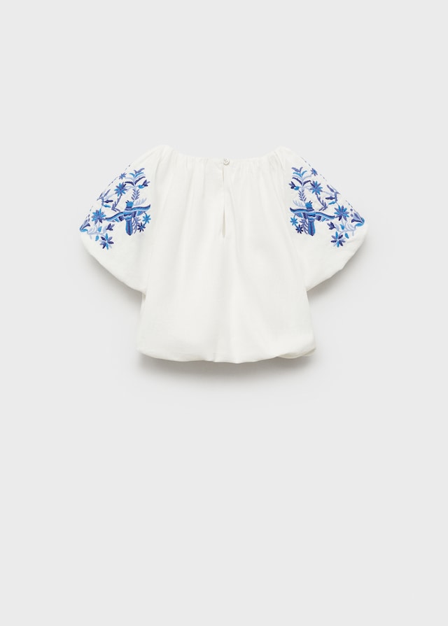 Mango Bestickte Bluse Mit Ballonärmel