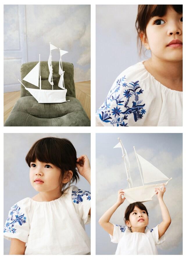 Mango Bestickte Bluse mit Ballonärmel