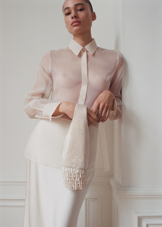 Mango Bestickte Handtasche mit Schmucksteinen