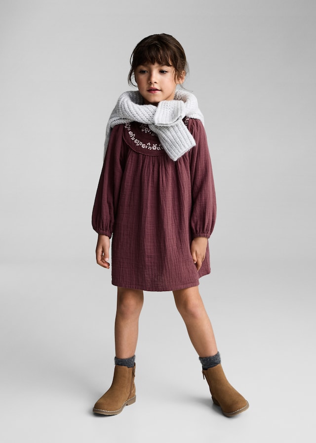 Mango Besticktes Baumwollkleid