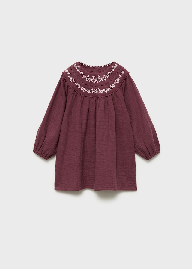 Mango Besticktes Baumwollkleid