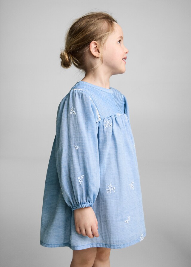 Mango Besticktes Baumwollkleid