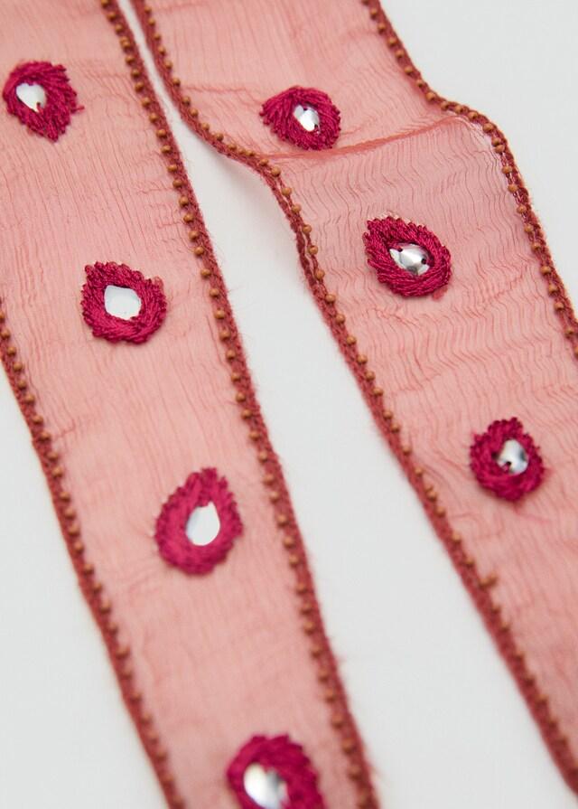 Mango Besticktes Fransentuch