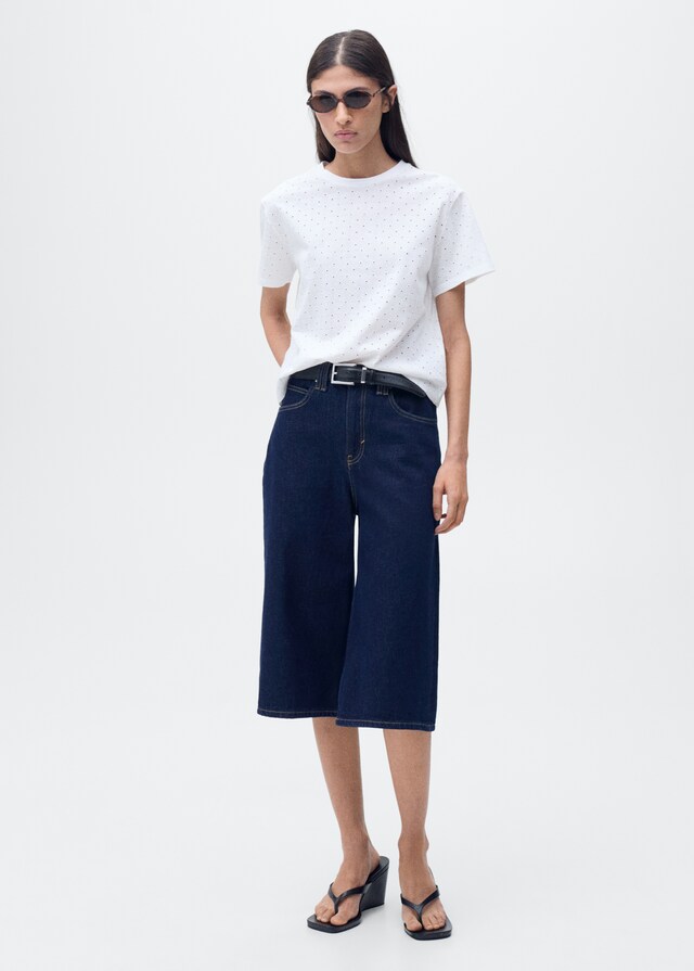 Mango Besticktes T-Shirt Mit Ajourmuster