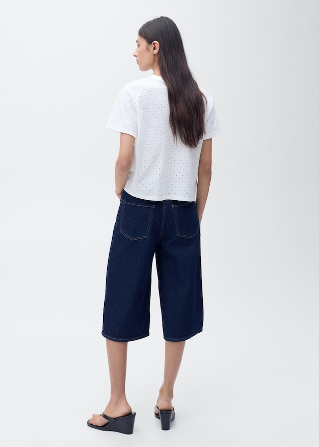 Mango Besticktes T-Shirt Mit Ajourmuster