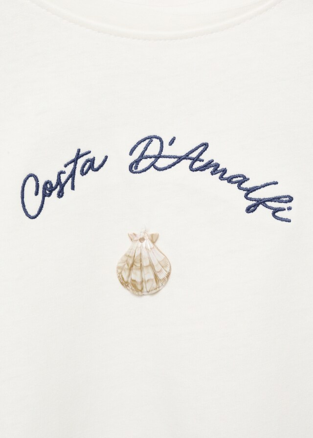 Mango Besticktes T-Shirt Mit Volants