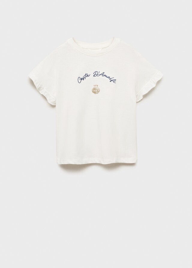 Mango Besticktes T-Shirt mit Volants