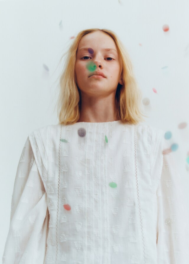 Mango Bluse mit Metallic-Garn