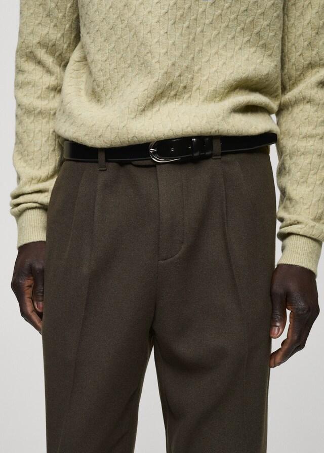 Mango Bundfaltenhose Aus Wollflanell