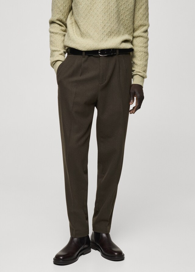 Mango Bundfaltenhose aus Wollflanell