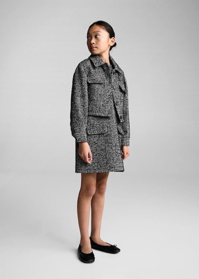 Mango Crop-Jacke Mit Fischgrätmuster