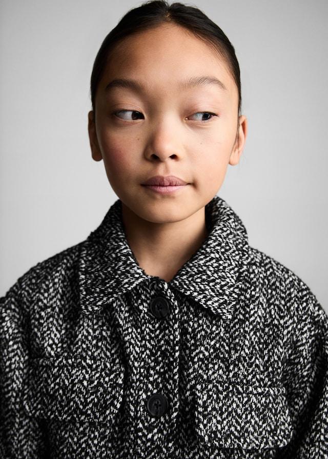 Mango Crop-Jacke Mit Fischgrätmuster