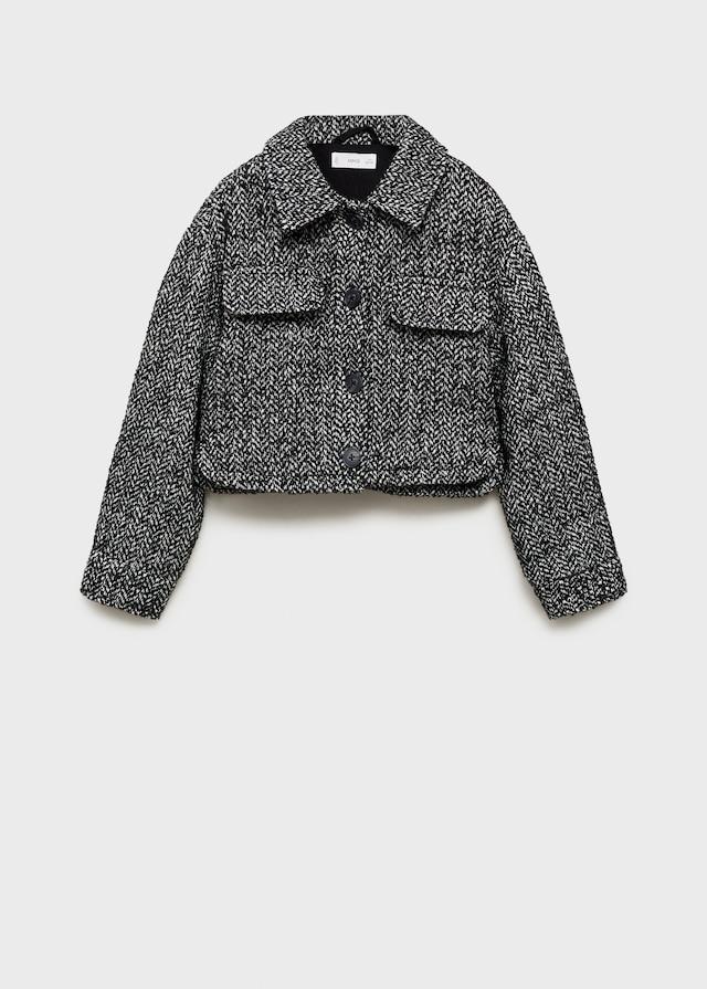 Mango Crop-Jacke Mit Fischgrätmuster