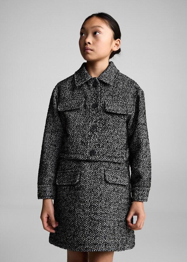 Mango Crop-Jacke mit Fischgrätmuster