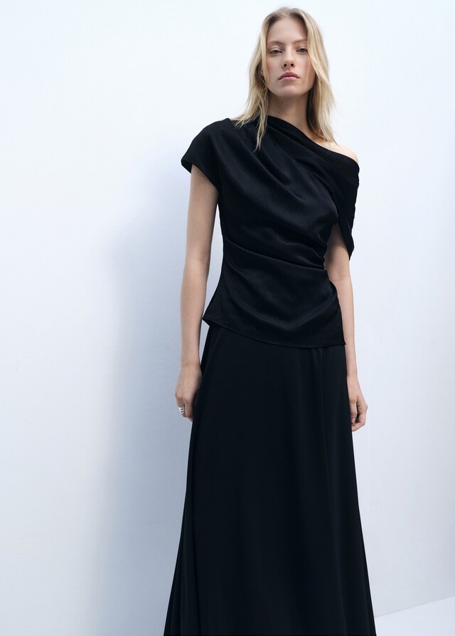 Mango Drapierte Kurzarmbluse