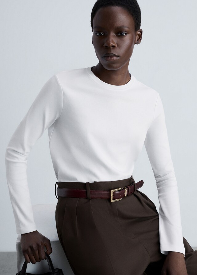 Mango Feines Rundhals-T-Shirt