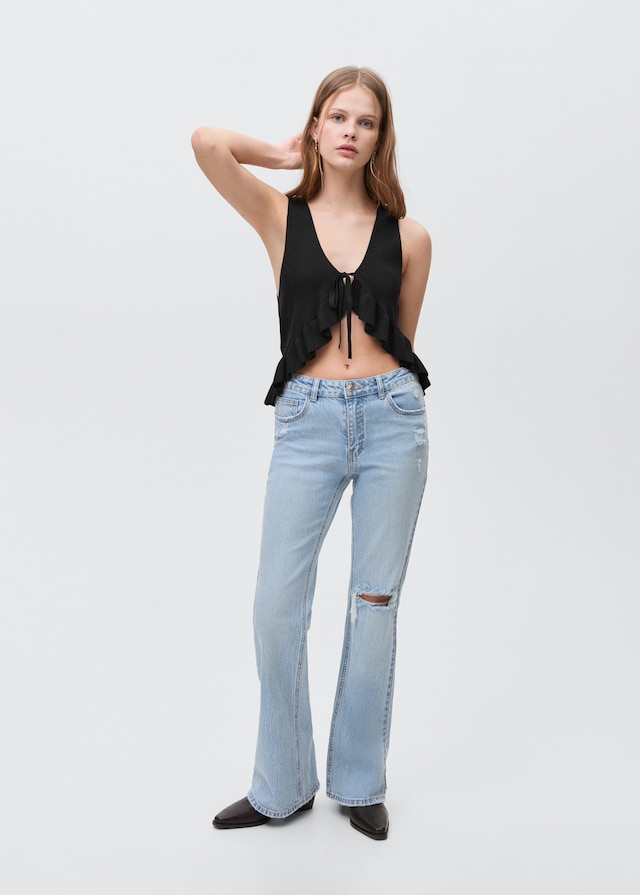 Mango Flared Jeans Mit Zierrissen