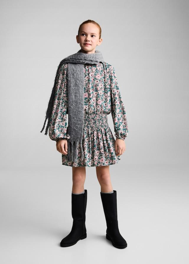 Mango Geblümtes Kleid Mit Gerafftem Detail