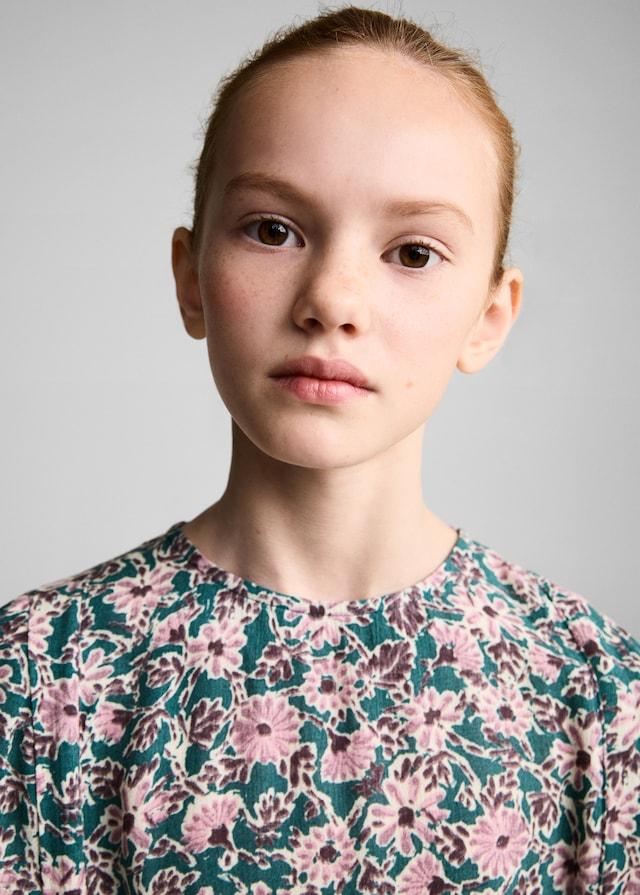 Mango Geblümtes Kleid Mit Gerafftem Detail