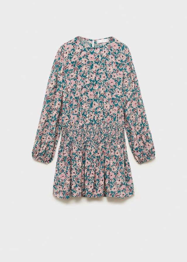 Mango Geblümtes Kleid Mit Gerafftem Detail