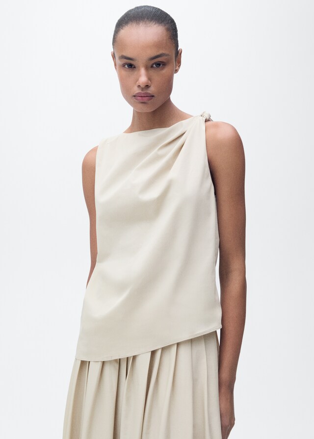 Mango Geknotetes Baumwoll-Top