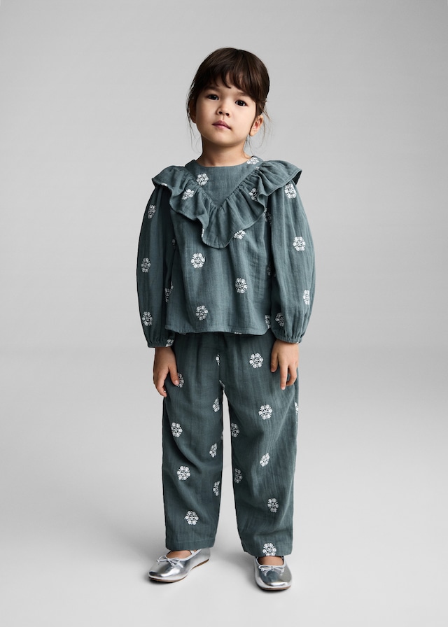 Mango Gemusterte Bluse Mit Volantdetails