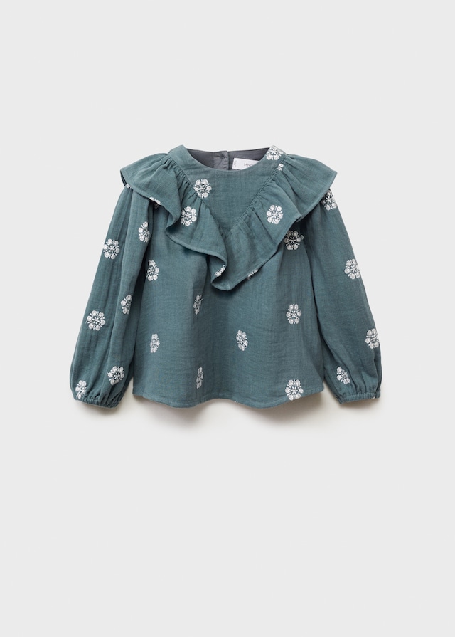 Mango Gemusterte Bluse Mit Volantdetails