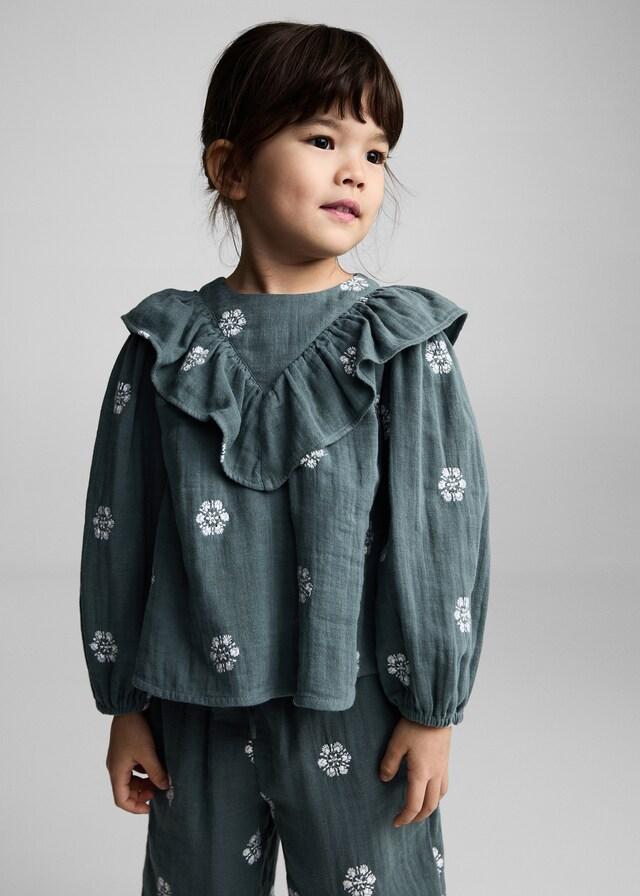 Mango Gemusterte Bluse mit Volantdetails