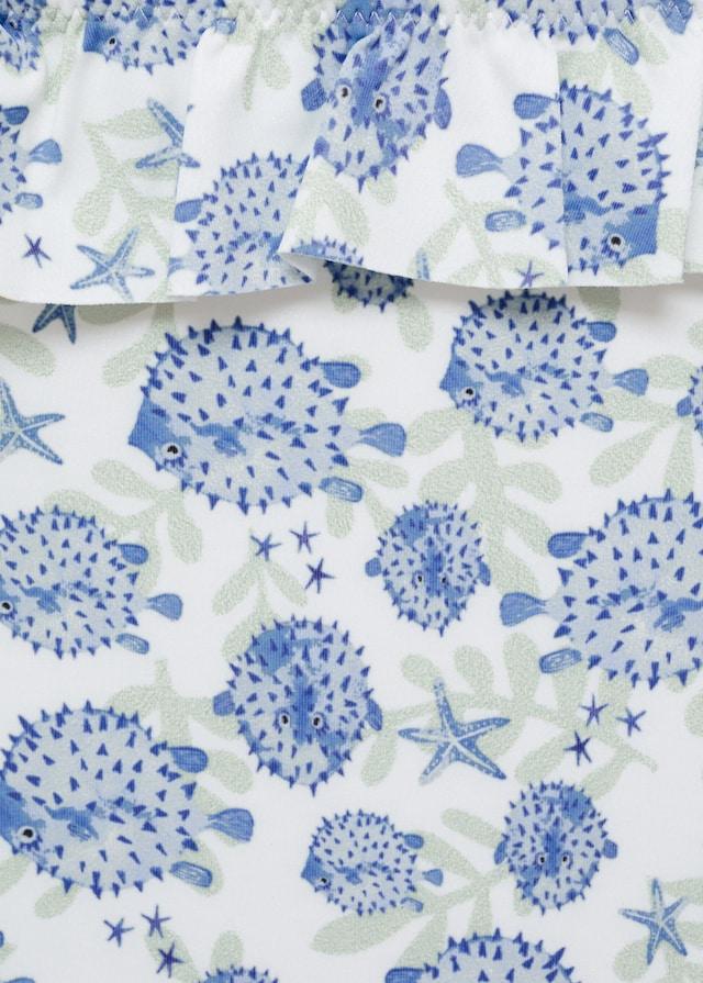 Mango Gemusterter Badeanzug Mit Rüschen