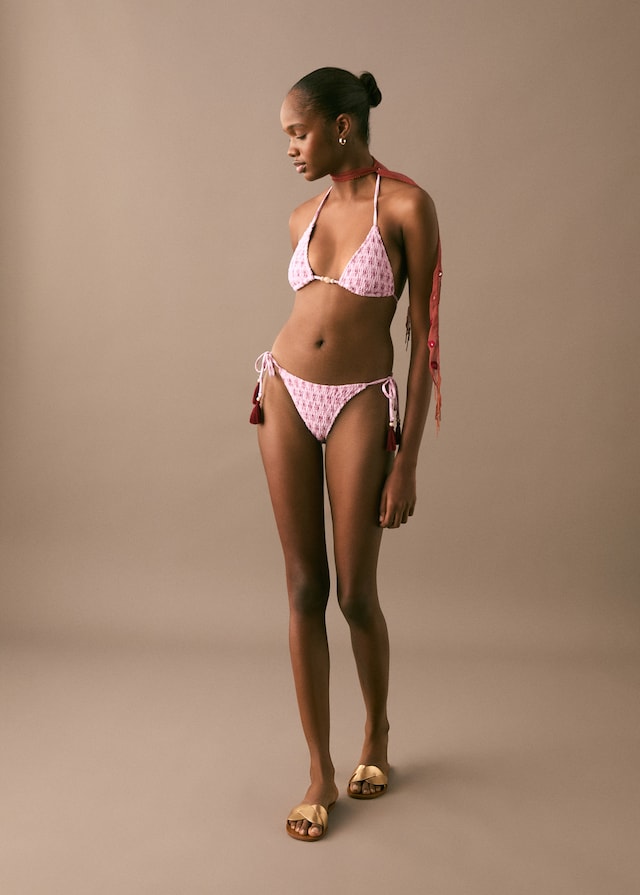 Mango Gemusterter Bikini Mit Pompons