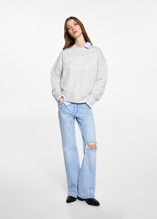 Mango Gemustertes Baumwoll-Sweatshirt