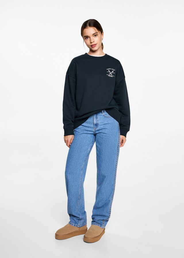 Mango Gemustertes Baumwoll-Sweatshirt