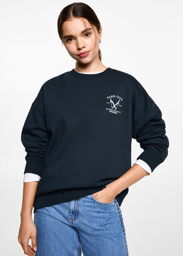 Mango Gemustertes Baumwoll-Sweatshirt