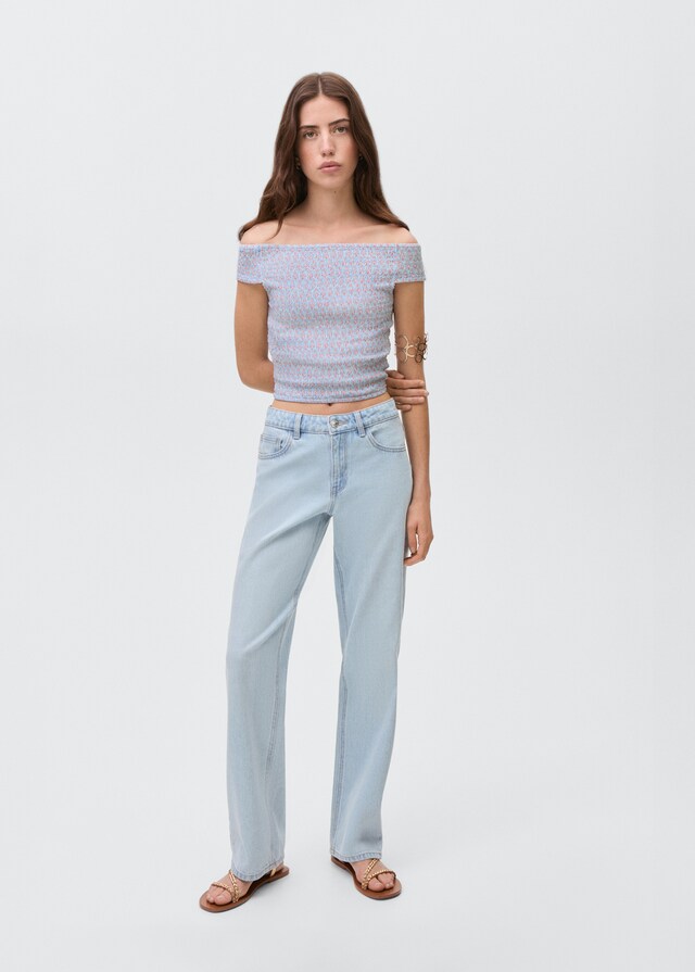 Mango Gemustertes Off-Shoulder Top