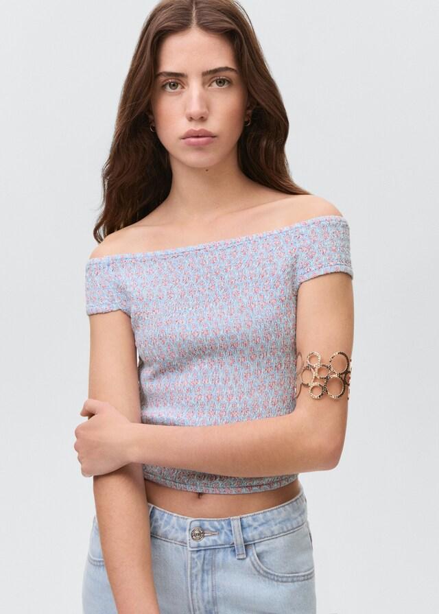 Mango Gemustertes Off-Shoulder Top