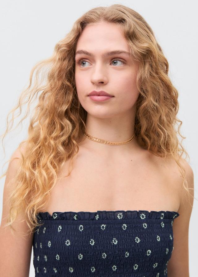 Mango Gemustertes Top Mit Raffdetails