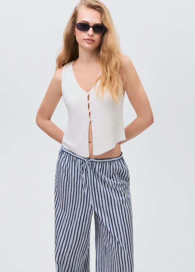 Mango Gerade Geschnittene Streifenhose