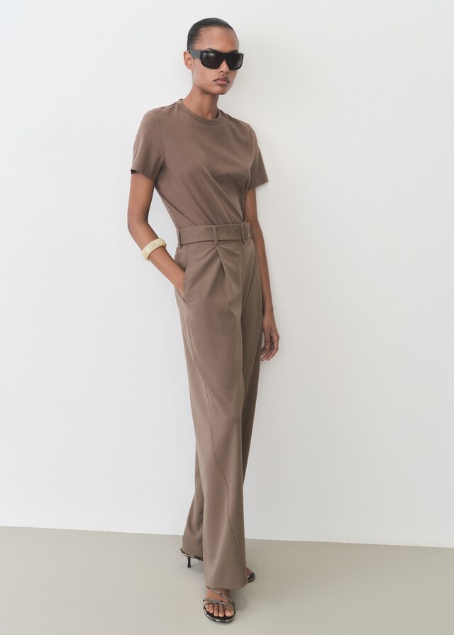 Mango Gerade Hose Mit Gürtel