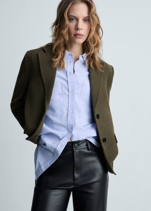 Mango Gerade Hose Mit Leder-Effekt