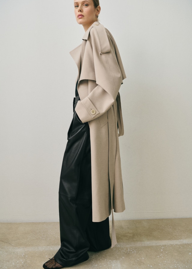 Mango Gerade Lederhose Mit Bundfalten-Detail