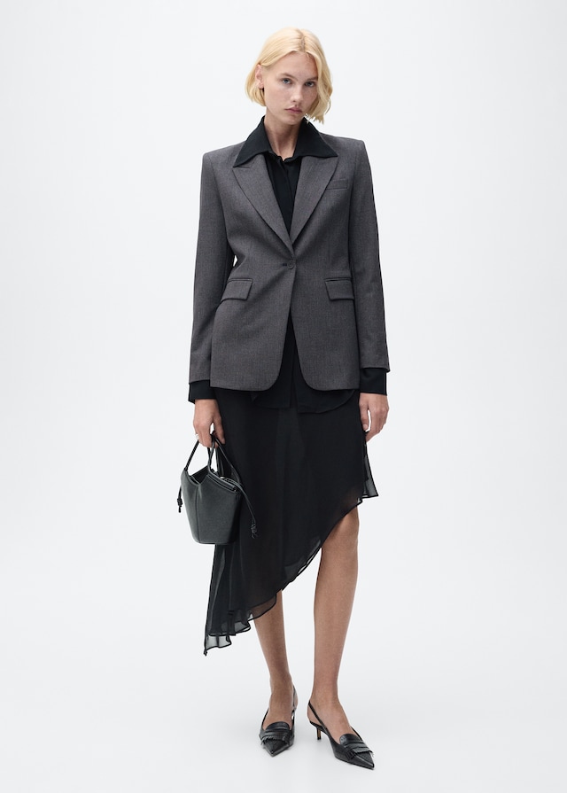 Mango Gerader Blazer Mit Mikro-Hahnentrittmuster