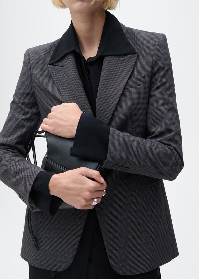 Mango Gerader Blazer mit Mikro-Hahnentrittmuster