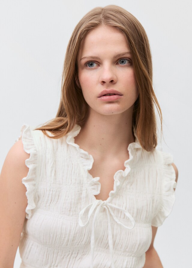 Mango Geraffte Rüschenbluse